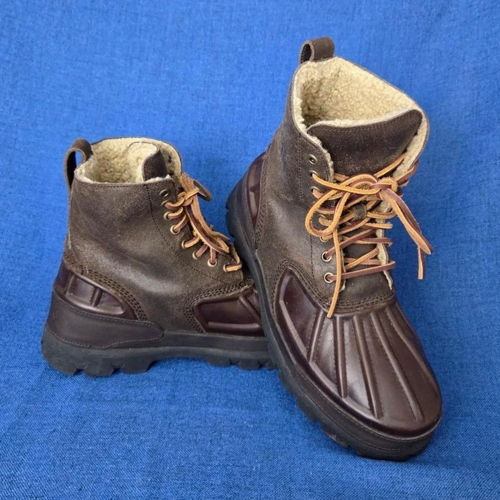 Polo Ralph Lauren Oslo High II Brown Leather Duck Boots Mens 9.5D 11721 E22